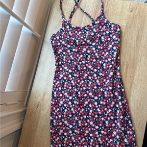 abercrombie kids navy floral sundress with pink and white flowers